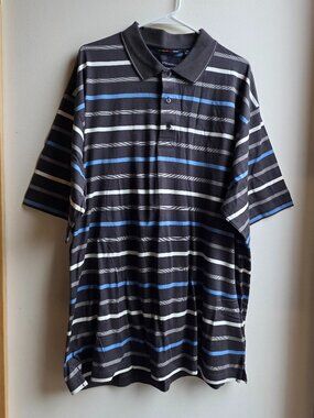 NWT Greg Norman Blue/Gray Striped Polo Shirt Big & Tall Size XXL